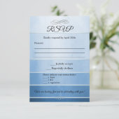 Blauer Streifen Tone auf Tone Wedding RSVP Karte (Stehend Vorderseite)