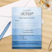 Blauer Streifen Tone auf Tone Wedding RSVP Karte