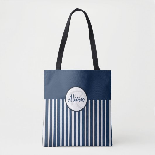 Blauer Streifen und Farbblock der Navy Tasche (Vorderseite)