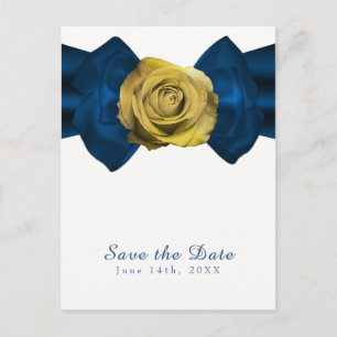 Blauer Streifen und Gelb Rose Save the Date JEDE F Ankündigungspostkarte