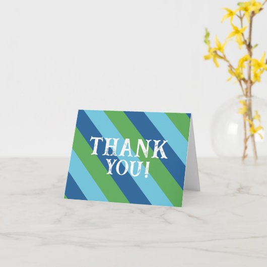 Blauer Streifen und Grün geklappt Dankeschön Merkk Karte (Gelbe Blume)