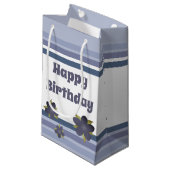 Blauer Streifen und kleine Blumenbeutel Kleine Geschenktüte (Vorderseite Schrägansicht)