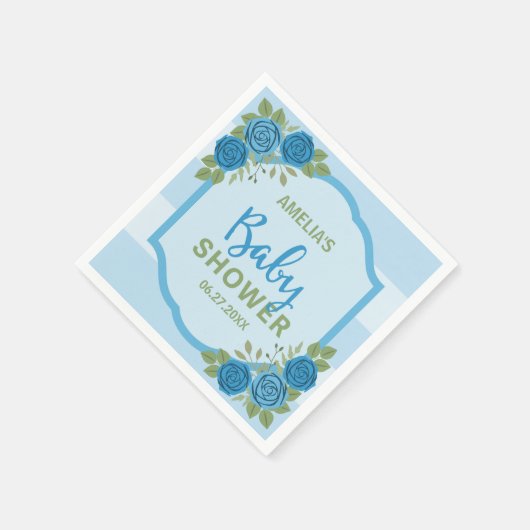 Blauer Streifen und Rose Kinderdusche Serviette (Ecke)