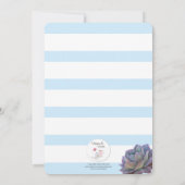 Blauer Streifen und Sukkulent Boys Taufe Einladung (Rückseite)