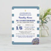 Blauer Streifen und sukkulente Bestätigung Einladu Einladung (Stehend Vorderseite)