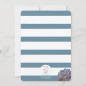 Blauer Streifen und sukkulente Bestätigung Einladu Einladung (Rückseite)