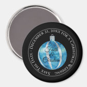 Blauer Streifen Weihnachtsschmuck/Save the Date Magnet (Vorderseite/Rückseite)