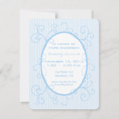 Blauer Streifen wirbeln auf der Baby-Babydusche de Einladung (Rückseite)