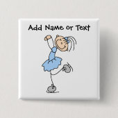 Blauer Strichmännchen-Eis-Skater-Knopf Button (Vorderseite)