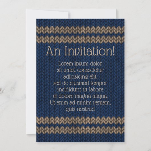 Blauer Strick-Look Stripmuster Save The Date (Vorderseite)