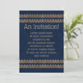 Blauer Strick-Look Stripmuster Save The Date (Stehend Vorderseite)