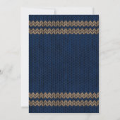 Blauer Strick-Look Stripmuster Save The Date (Rückseite)
