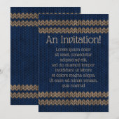 Blauer Strick-Look Stripmuster Save The Date (Vorne/Hinten)