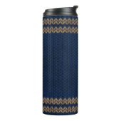 Blauer Strick-Look Stripmuster Thermosbecher (Nach links gedreht)
