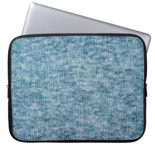 Blauer Strickwollegewebe schließen Foto Hintergrun Laptopschutzhülle