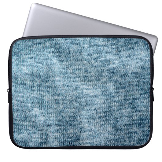 Blauer Strickwollegewebe schließen Foto Hintergrun Laptopschutzhülle (Vorderseite)