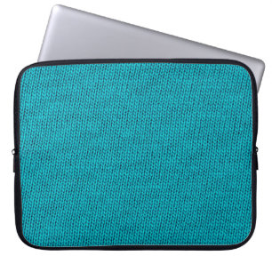 Blauer Strickwollegewebe schließen Foto Hintergrun Laptopschutzhülle