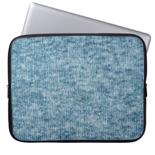 Blauer Strickwollegewebe schließen Foto Hintergrun Laptopschutzhülle