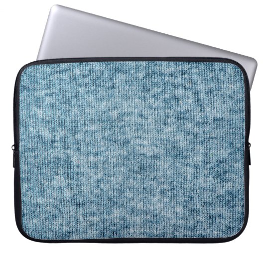 Blauer Strickwollegewebe schließen Foto Hintergrun Laptopschutzhülle (Vorderseite)