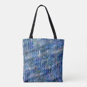 Blauer Strickwollegewebe schließen Foto Hintergrun Tasche (Rückseite)