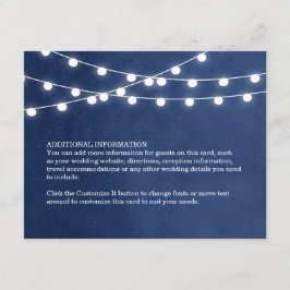 Blauer String Lights Hochzeitsteckkarte Begleitkarte