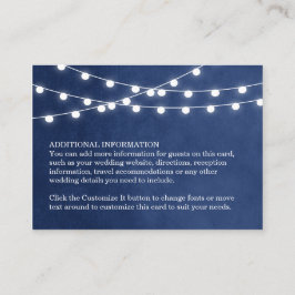 Blauer String Lights Hochzeitsteckkarte Begleitkarte