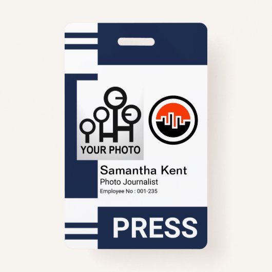 Blauer Strip Spalten Foto Rahmen Vorlage Presseken Ausweis (Vorderseite)