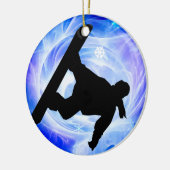 Blauer Strudel-Schneesturm Keramik Ornament (Links)