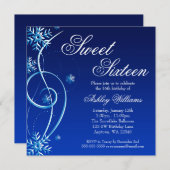 Blauer Strudel-Winter-Märchenland-Bonbon 16 Einladung (Vorne/Hinten)