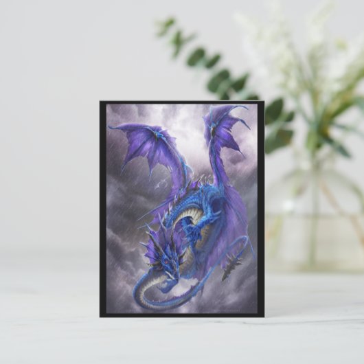 Blauer Sturm-Drache Postkarte (Stehend Vorderseite)