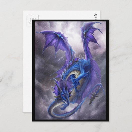 Blauer Sturm-Drache Postkarte (Vorne/Hinten)