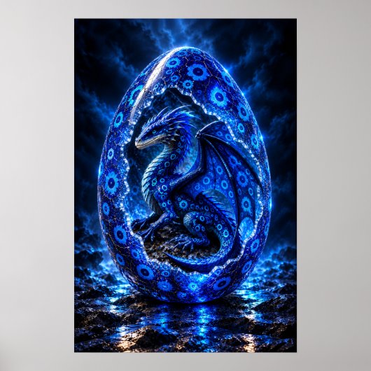 Blauer Sucher-Drachenei Poster (Vorne)