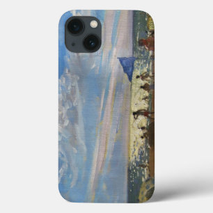 Blauer Sumpf-Schwertlilie und roter Sonneschatten iPhone 13 Hülle