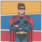 Blauer Superheld Aufkleber (Vorderseite)