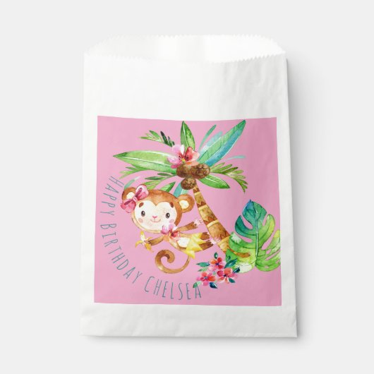 Blauer süßer Affe personalisierter Alles Gute zum Geschenktütchen (Vorderseite)
