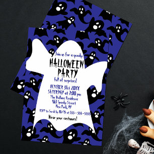 Blauer süßer Geister-Kinder-Halloween-Kostüm-Party Einladung