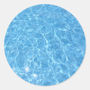 Blauer Swimming Pool Trendy Blank Template Runder Aufkleber