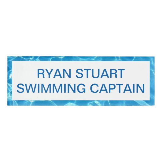 Blauer Swimmingpool Blaues Wasser essbar Namenschild (Vorderseite)