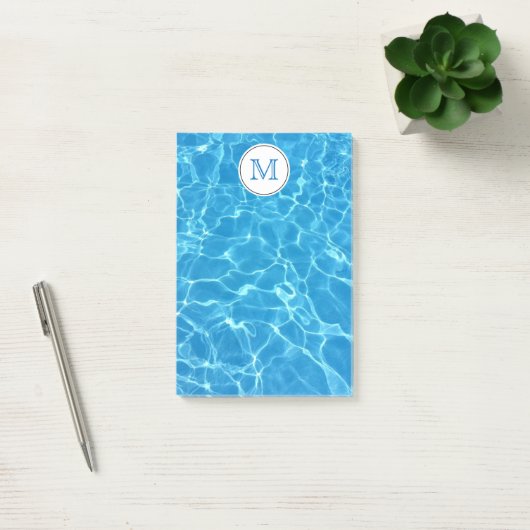 Blauer Swimmingpool Blaues Wasser Monogramm Post-it Klebezettel (Büro)