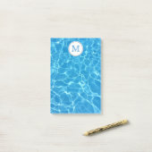 Blauer Swimmingpool Blaues Wasser Monogramm Post-it Klebezettel (Auf Schreibtisch)
