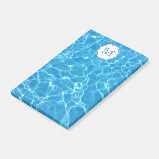 Blauer Swimmingpool Blaues Wasser Monogramm Post-it Klebezettel (angewinkelt)