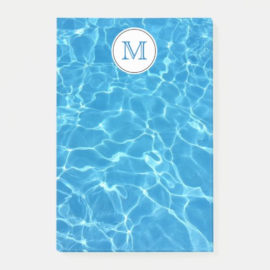 Blauer Swimmingpool Blaues Wasser Monogramm Post-it Klebezettel (Vorderseite)