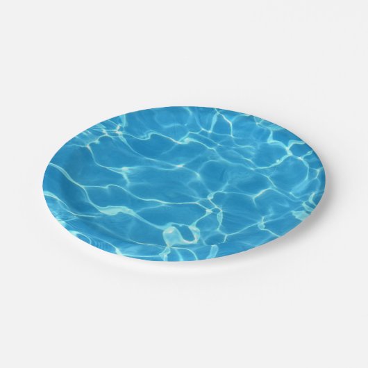Blauer Swimmingpool Blaues Wasser Pappteller (Schrägansicht)