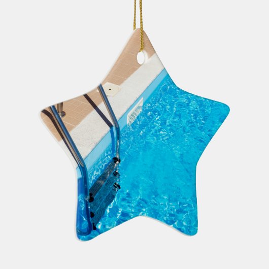 Blauer Swimmingpool mit Leiter Keramik Ornament (Rechts)