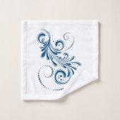 Blauer Swirbel auf weißem Hintergrund Badhandtuch Set (Waschlappen)