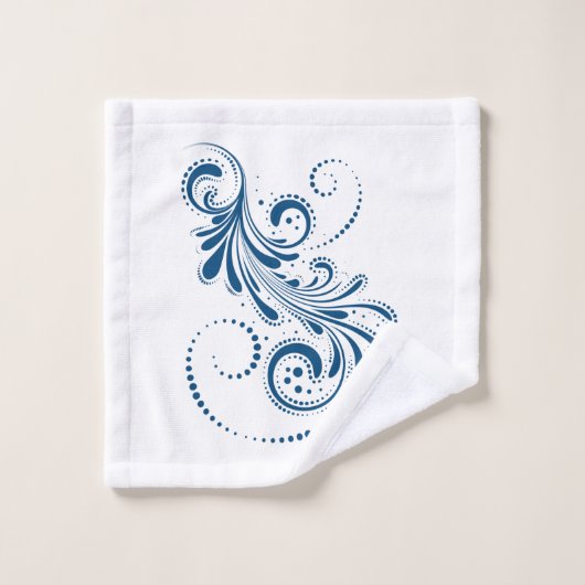 Blauer Swirbel auf weißem Hintergrund Badhandtuch Set (Waschlappen)
