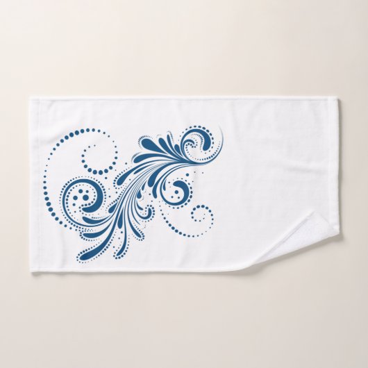 Blauer Swirbel auf weißem Hintergrund Badhandtuch Set (Handtuch)