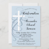 Blauer Swirl Cross Bestätigung Einladung Boy's (Vorderseite)