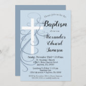 Blauer Swirl Cross Taufen Einladung Boy's (Vorne/Hinten)
