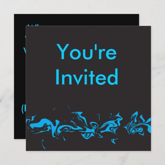 Blauer Swirl Einladung (Vorne/Hinten)